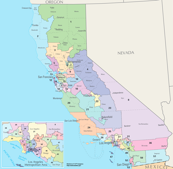 Map of California US Congressional Districts 